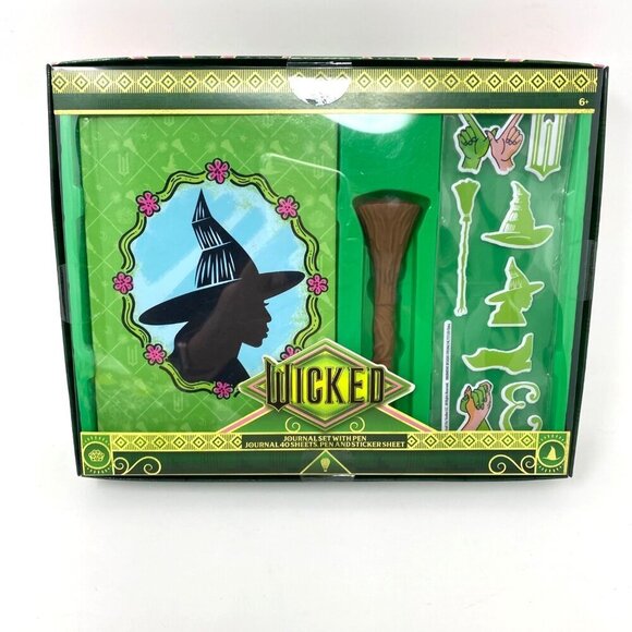 Target Other - Wicked Elphaba Journal Set Broom Pen Puffy Stickers 40 Page Blank Book